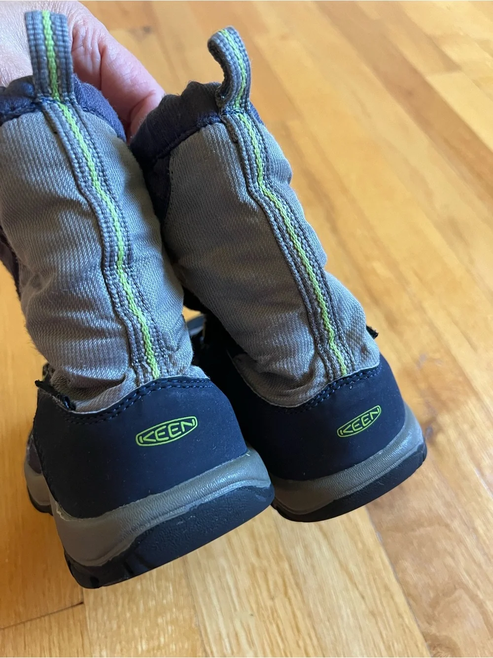 KEEN Kids Navy, Gray and Lime Lace-Up Winter Boots size 12